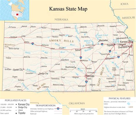 Large detailed map of kansas. ♥ Kansas State Map - A large detailed map of Kansas State USA