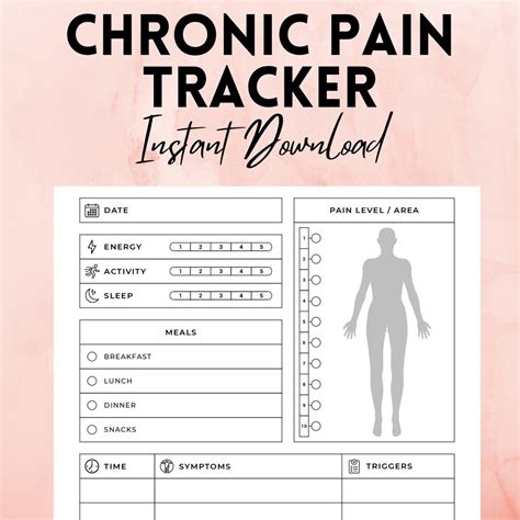 Chronic Pain Tracker Instant Download Daily Pain Log A Etsy