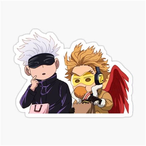 Shipping on orders over $100! "Gojo and Hawks chibis" Sticker by kiwimornings | Redbubble