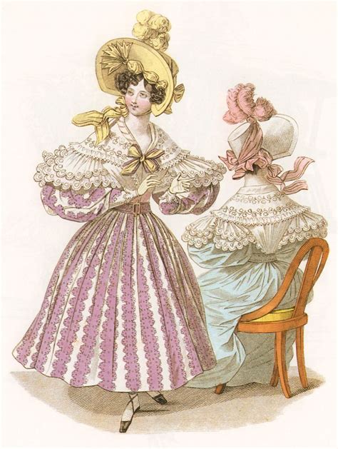 Womens Fashion Ca 1830 Day Dresses Part 1 Victorian Gown 1830s