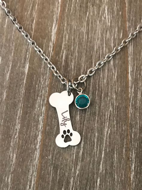 Dog Bone Necklace Personalized Dog Necklace With Name Memorial Dog