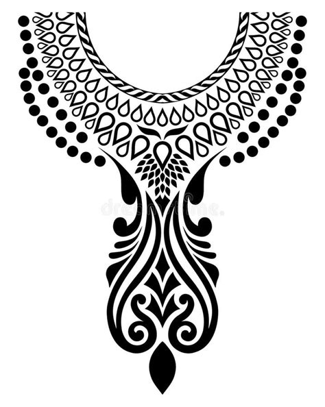 Neck Line Baroque Design For Embroidery For Kurti Stock Vector