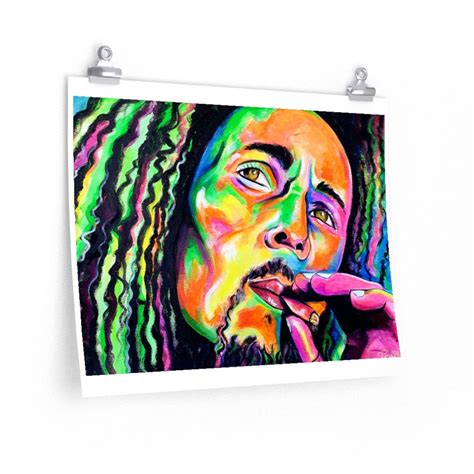 Bob Marley Wall Art Poster Decor Smoking Joint Psychedelic Etsy