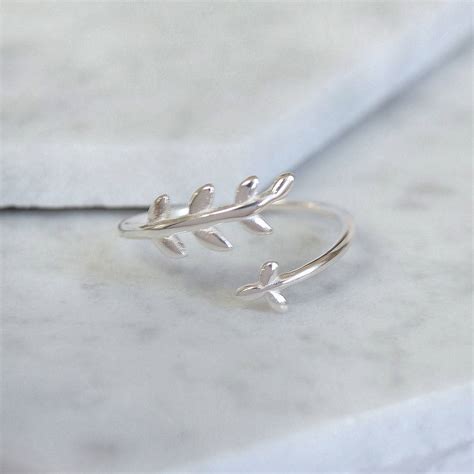 Sterling Silver Leaf Wrap Ring By Mia Belle