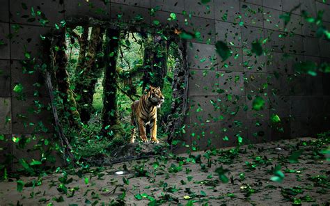 Brown And Black Tiger Tiger Fantasy Art Digital Art HD Wallpaper