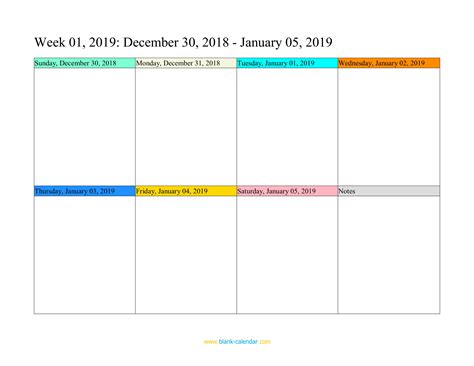 2019 Calendar With Week Numbers Excel