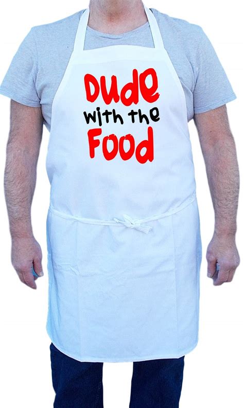 Dude With The Food White Cooking Aprons Funny Cooking Apron For Men