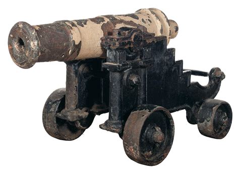 Fine 1800s Style Fortification Salute Cannon With Metal Carriag Rock
