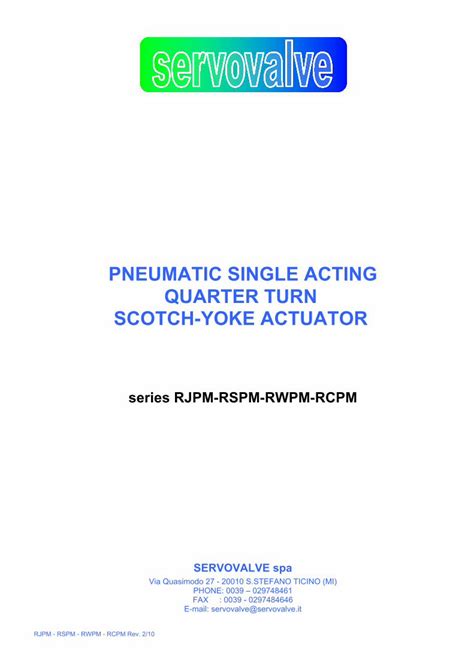 Pdf Pneumatic Single Acting Quarter Turn Scotch Yoke