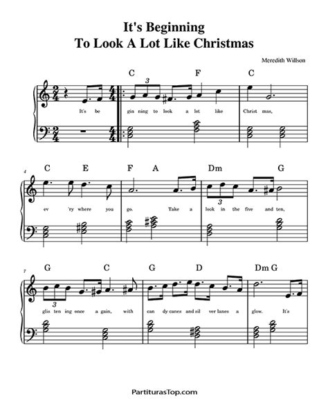 It S Beginning To Look A Lot Like Christmas Partitura Piano Facil