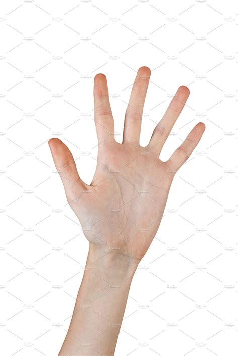 Female Hand Showing Five Fingers Stock Photo Containing Human And