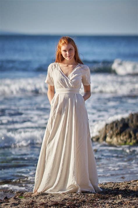 Linen Wedding Dress Victorian Dress Beach Wedding Dress Etsy Linen