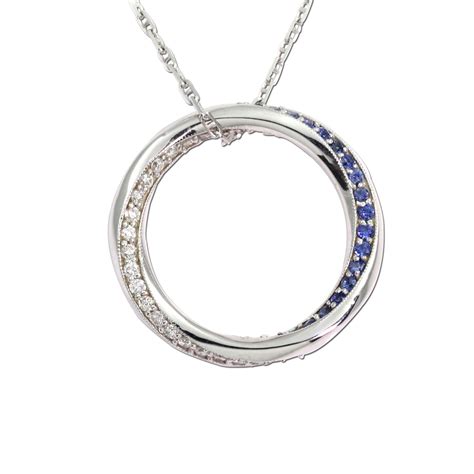 Mobius Wave Necklace Gold Diamond And Sapphire Wave Pendant
