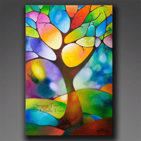 Singing Tree Original Abstract Tree Of Life Landscape Painting Sally