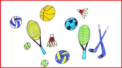 How To Draw Sports Equipment ♥ Color Sports Equipment Youtube