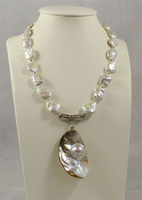 Large Freshwater Pearls With Pearl Shell Pendant Glamunique