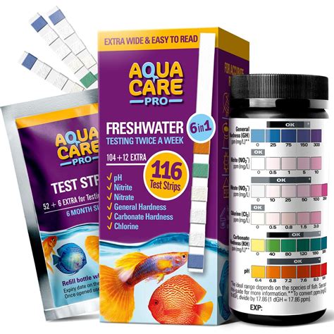 Buy Aqua Care Pro Freshwater Aquarium Test Strips 116 Ct 6 In 1