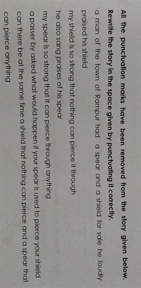 Rewrite the story and add punctuation in it. - Brainly.in