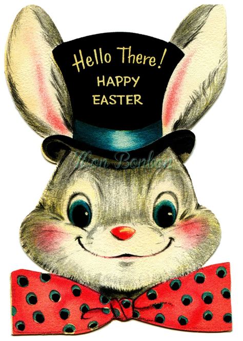 Vintage Easter Bunny Clip Art 4x6 Digital Clip Art Use For Etsy