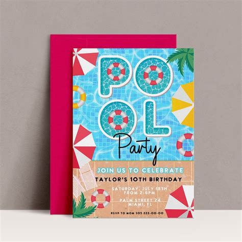 pool party invitation girl pool party invite pool party birthday invitation swimming pool
