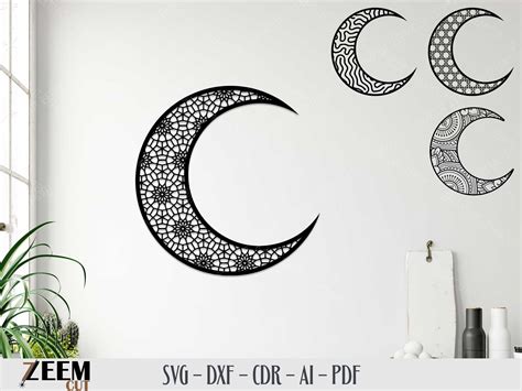 Crescent Moon Wall Art Svg Laser Cut Graphic By Zeemcut · Creative Fabrica