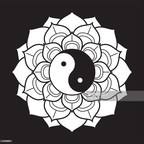 Mehndi lotus flower pattern with yinyang symbol for henna drawing and tattoo decoration mandala. Lotus Mandala With Yin And Yang High-Res Vector Graphic ...