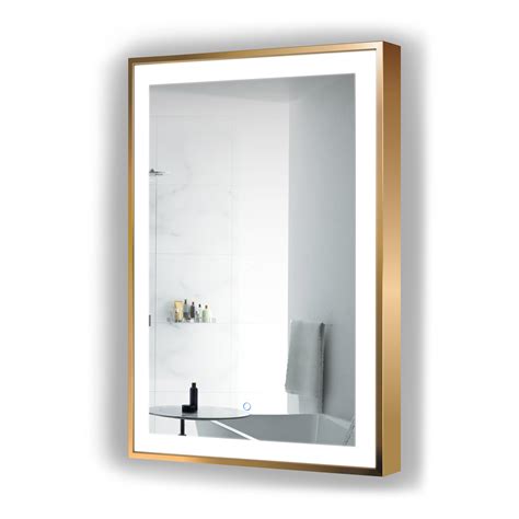 Krugg Soho 24″ X 36″ Gold Led Bathroom Mirror Krugg Reflections Usa