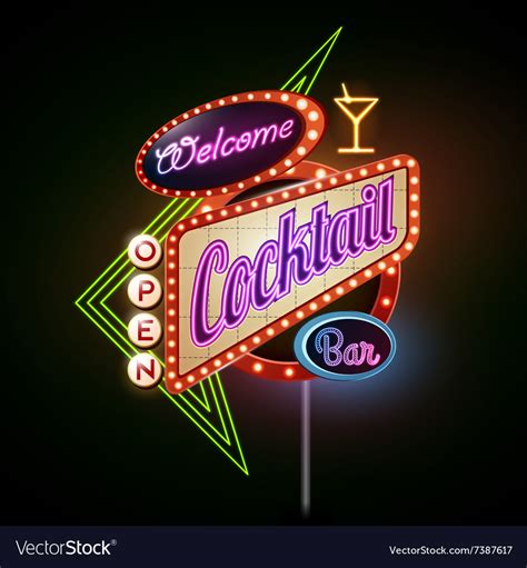 Neon Sign Cocktail Bar Royalty Free Vector Image