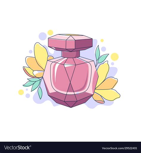 Cartoon Fragrance Perfume Bottle With Flowers Vector Image