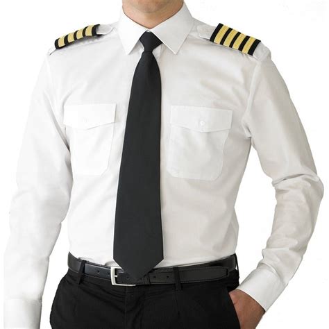 Vone Mens Pure Cotton Long Sleeve Airline Pilot Shirt Long Sleeve