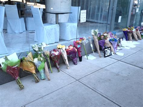 Cory Monteith Remembered With Flowers And Cards Outside Fairmont