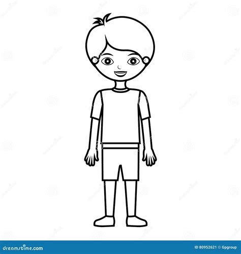 Kid Silhouette With T Shirt And Shorts Stock Vector Illustration Of