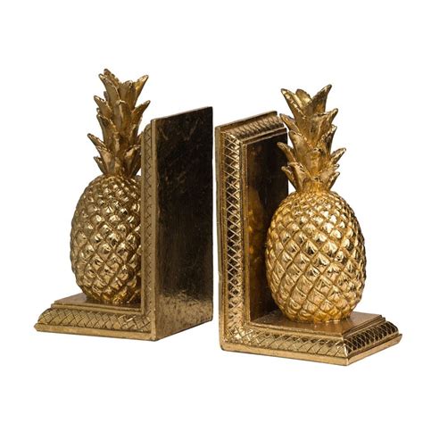 Set Of 2 Gold Pineapple Bookends 98 Christmas Central