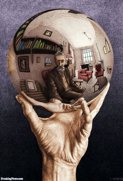 Escher Hand With Reflecting Sphere In Color Picture Escher Art