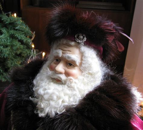 Father Christmas Doll Large Burgundy With Vintage Sable Fur Etsy