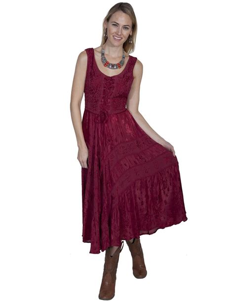 Scully Western Dress Womens Full Length Lace Up Sleeveless Hc118 Ebay