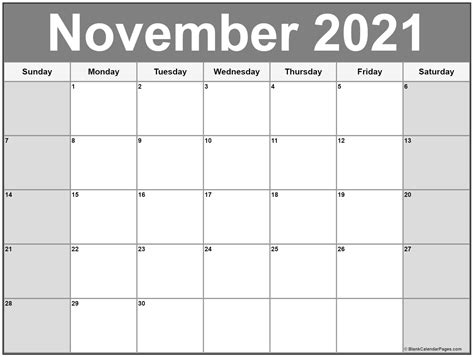 November 2021 Calendar 56 Templates Of 2021 Printable Calendars