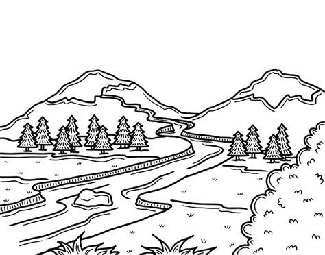 Download Mountains River Landscape Royalty Free Stock Illustration