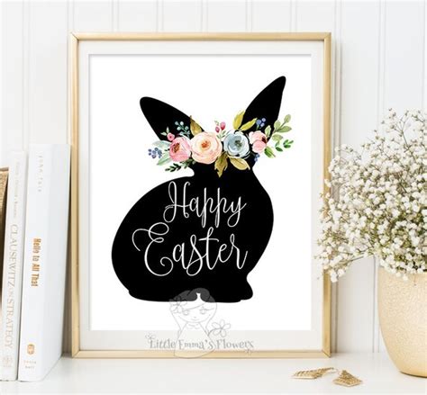 Easter Printable Spring Wall Art Rabbit Decor Happy Easter