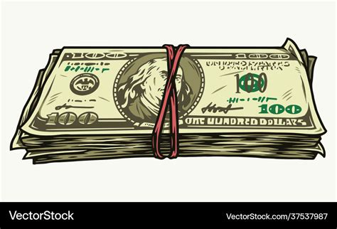 Stack One Hundred Dollar Bills Royalty Free Vector Image