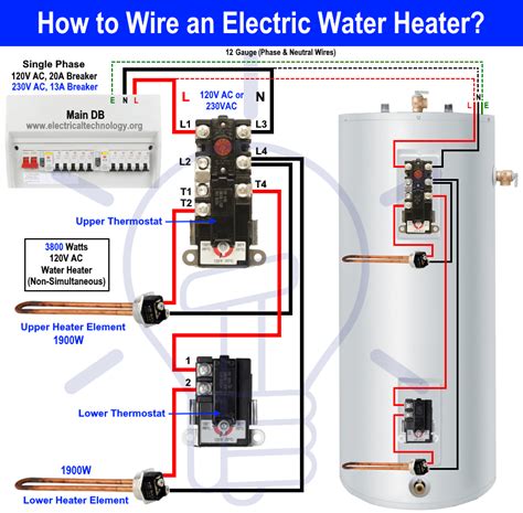 Single element electric water heater thermostat wiring diagram. How to Wire 120V Water Heater Thermostat - Non-Simultaneous?