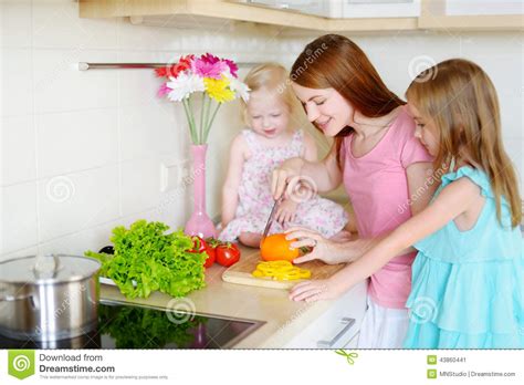 Mother And Daughters Cooking Dinner Stock Image Image Of Lunch