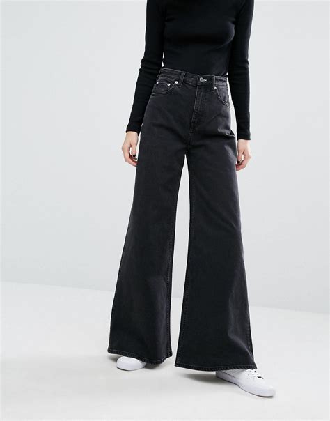 Weekday Ace A Line Wide Leg Jeans In Black Lyst
