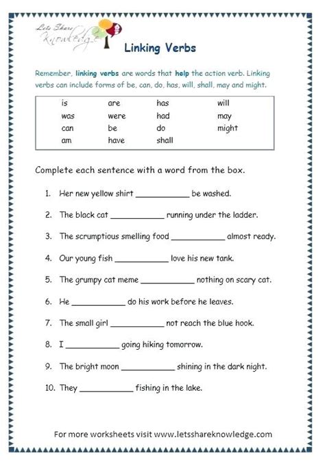 4th Grade Helping Verbs Worksheet