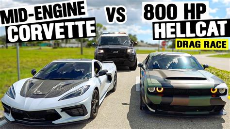 Cops Caught Us Racing C8 Corvette Vs Dodge Hellcat Video