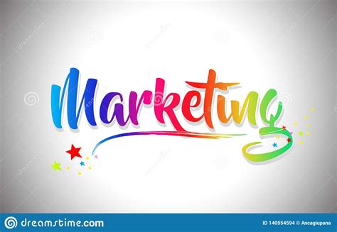Marketing Handwritten Word Text With Rainbow Colors And Vibrant Swoosh