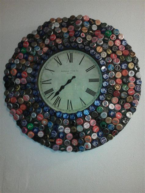 Bottle Cap Covered Clock Clock Bottle Cap Wall Clock