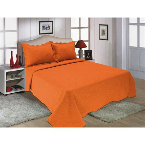 All For You 3pc Reversible Quilt Set Bedspread Or Coverlet 3 Different Sizes Orange Color