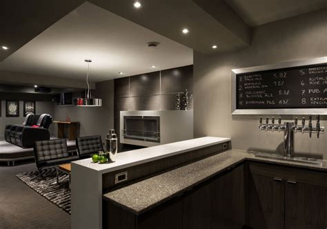 1 warm things up with a modern faux fireplace. 72 Really Cool Modern Basement Ideas | Luxury Home ...