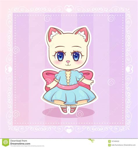 Sweet Kitty Little Cat Cute Kawaii Anime Cartoon Kitten